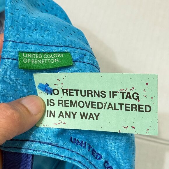 United Colors of Benetton Baseball Cap Hat Aqua Perforated Nylon Sz Medium - Picture 9 of 9